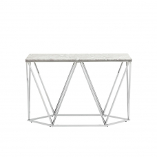 Консоль Авалон 122*41 серый мрамор сталь серебро