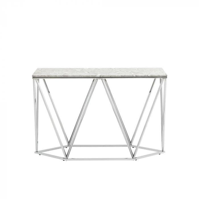Консоль Авалон 122*41 серый мрамор сталь серебро