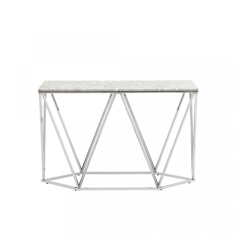 Консоль Авалон 122*41 серый мрамор сталь серебро