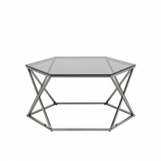 Журнальный столик Круз 93*80 стекло smoke сталь темный хром