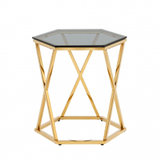 Журнальный столик Круз 48*42 стекло smoke сталь золото