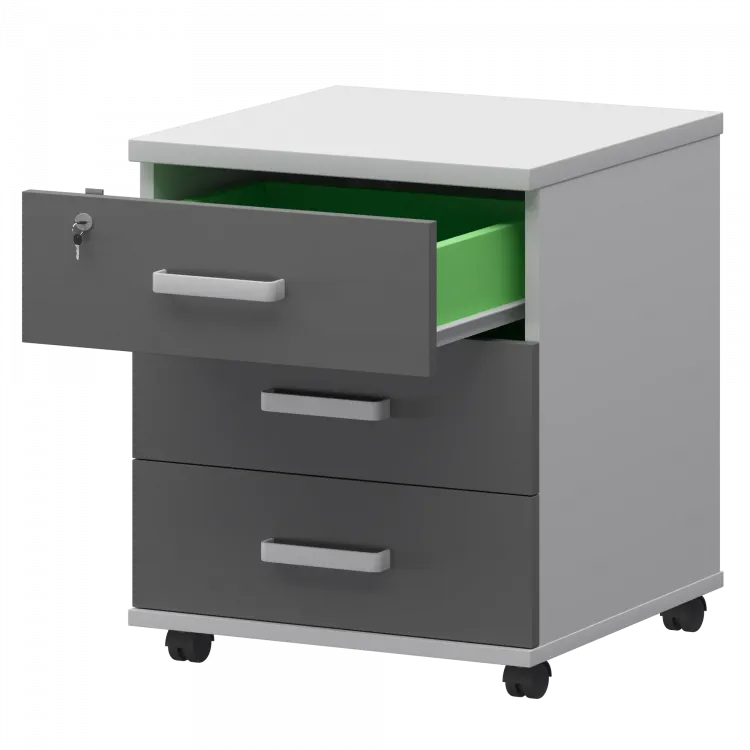 Тумба подкатная СМТ-3П Тип1 Белый/Графит 434x450x620 Смарт