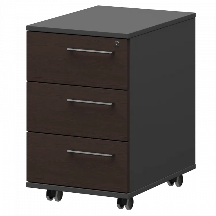 Тумба мобильная/подвесная левая KZT-61L Дуб венге/Графит 416x568x648 Кортез