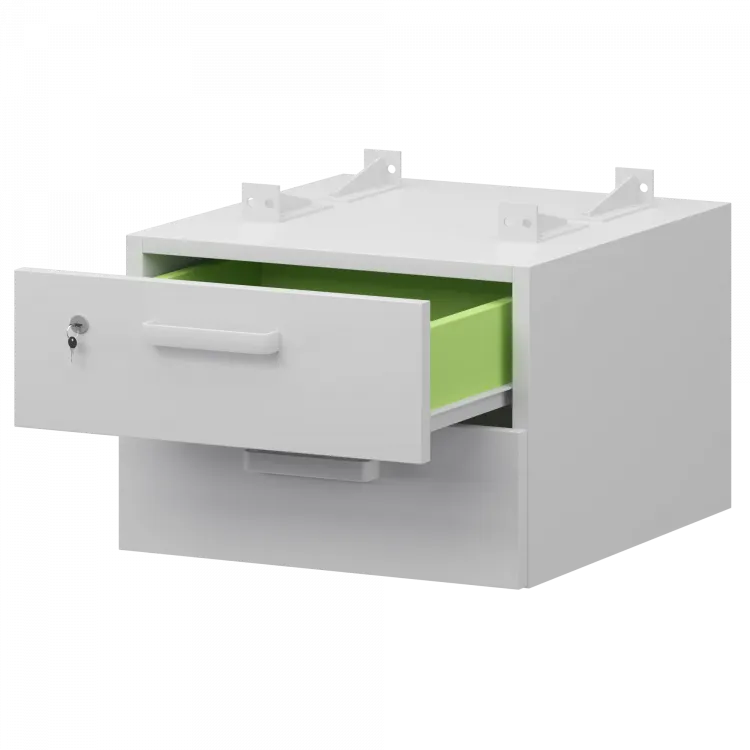 Тумба подвесная для столов на м/каркасе гл.600 мм СМТ2-2ПД.60 Белый 428x468x332 Смарт