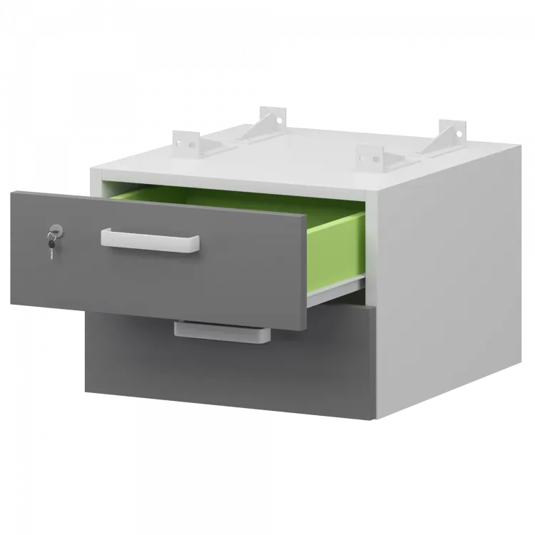 Тумба подвесная для столов на м/каркасе гл.600 мм СМТ-2ПД.60 Белый/Графит 428x468x332 Смарт