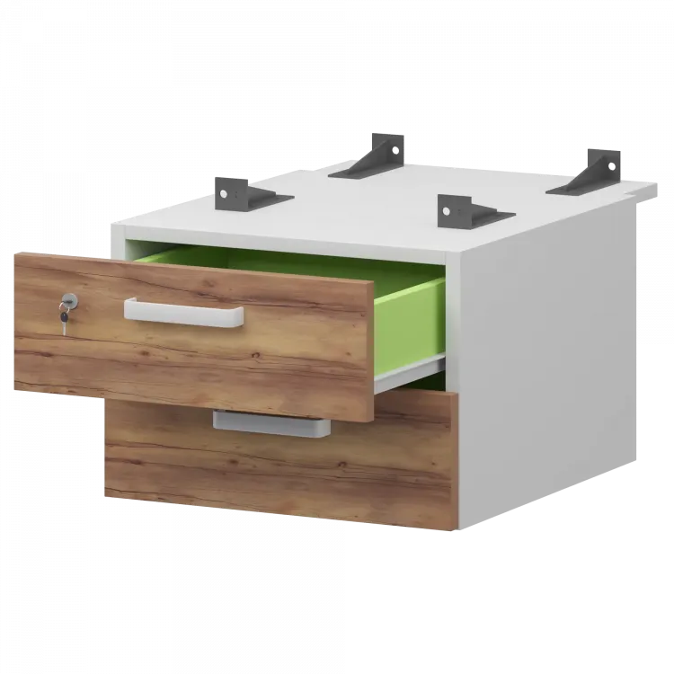 Тумба подвесная для столов на м/каркасе гл.730 мм СМТ-2ПД.73 Белый/Таксония 428x544x332 Смарт