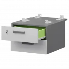 Тумба подвесная для столов на м/каркасе гл.730 мм СМТ-2ПД.73 Графит/Белый 428x544x332 Смарт