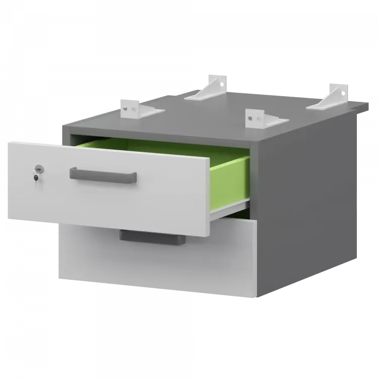 Тумба подвесная для столов на м/каркасе гл.730 мм СМТ-2ПД.73 Графит/Белый 428x544x332 Смарт