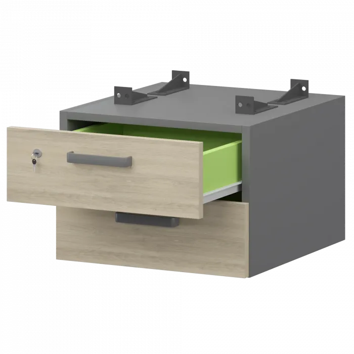 Тумба подвесная для столов на м/каркасе гл.600 мм СМТ2-2ПД.60 Графит/Кронберг 432x468x332 Смарт