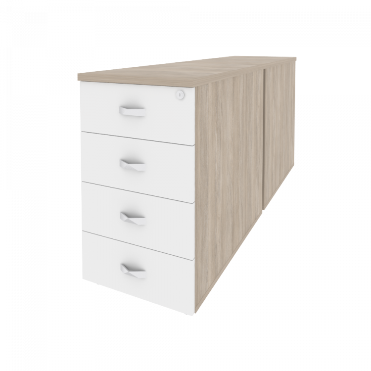 Onix Тумба двойная приставная/опорная O.TPO-2.8 Дуб Аттик/Белый Бриллиант 432*1635*750