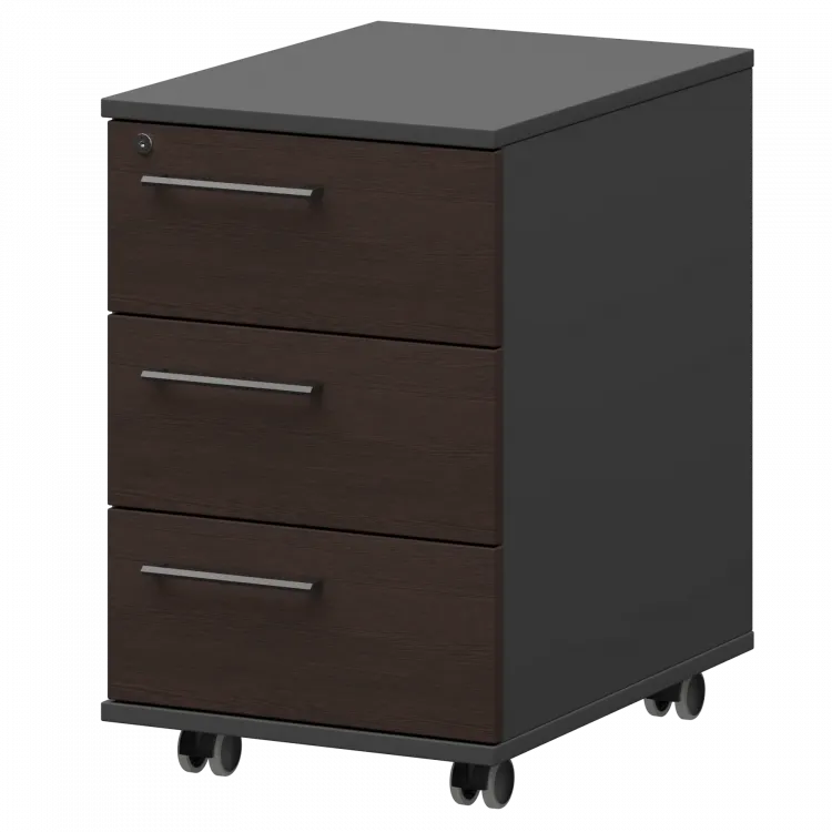 Тумба мобильная/подвесная правая KZT-61R Дуб венге/Графит 416x568x648 Кортез