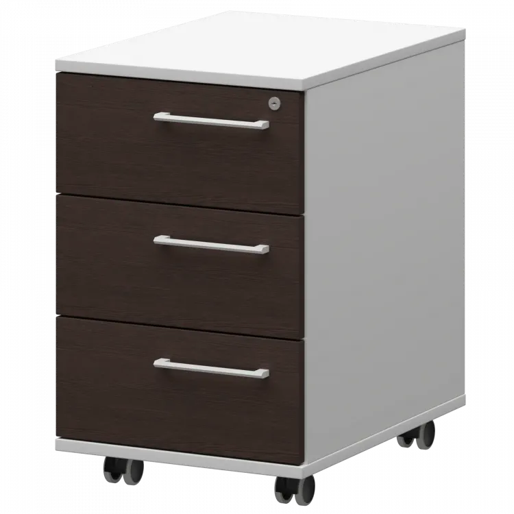 Тумба мобильная/подвесная левая KZT-61L Дуб венге/Белый 416x568x648 Кортез