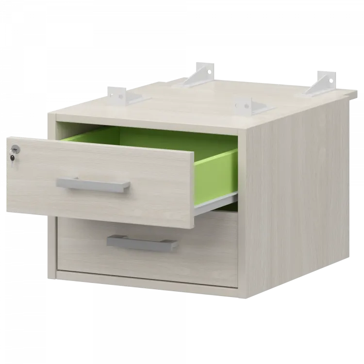 Тумба подвесная для столов на м/каркасе гл.730 мм АМТ2-02Ц.73 Ясень шимо/Белый 432x546x360 Арго-М