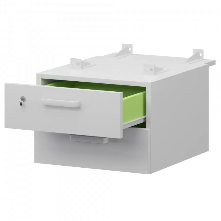 Тумба подвесная для столов на м/каркасе гл.730 мм СМТ2-2ПД.73 Белый 428x544x332 Смарт