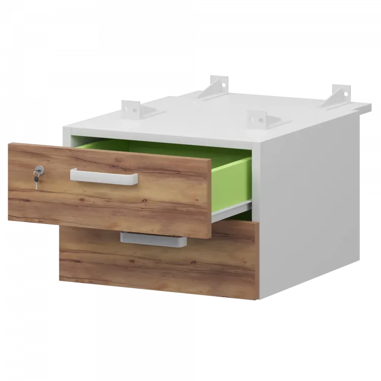 Тумба подвесная для столов на м/каркасе гл.730 мм СМТ-2ПД.73 Белый/Таксония 428x544x332 Смарт