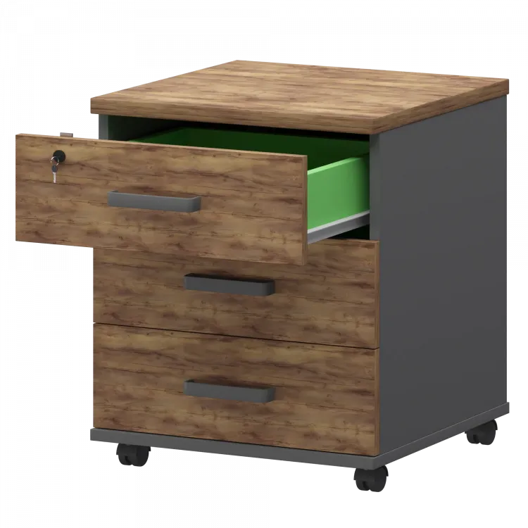 Тумба подкатная СМТ-3ПЦ Тип2 Графит/Таксония 450x434x620 Смарт