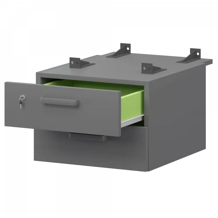 Тумба подвесная для столов на м/каркасе гл.730 мм СМТ2-2ПД.73 Графит 432x544x332 Смарт