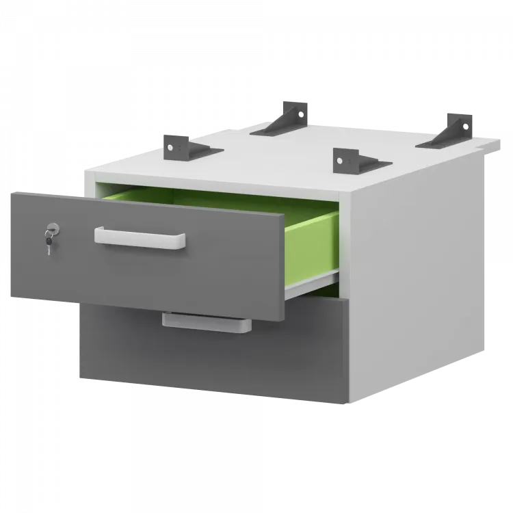 Тумба подвесная для столов на м/каркасе гл.730 мм СМТ2-2ПД.73 Белый/Графит 432x544x332 Смарт