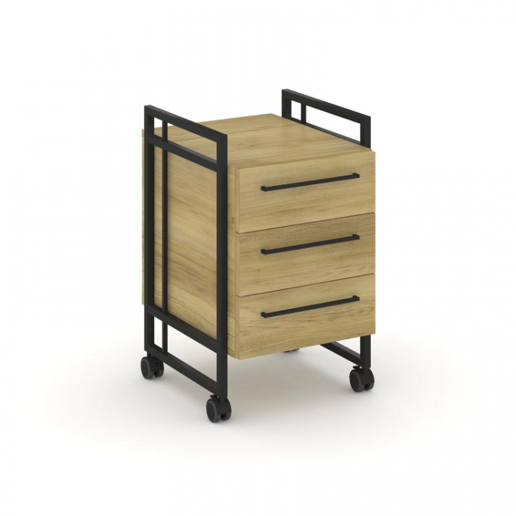 Rift Direct Тумба мобильная RF.TMR-001 Дуб Винченцо/Металл Черный/Черный Ручки 424*500*680