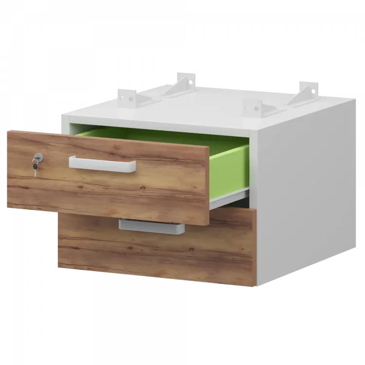 Тумба подвесная для столов на м/каркасе гл.600 мм СМТ-2ПД.60 Белый/Таксония 428x468x332 Смарт