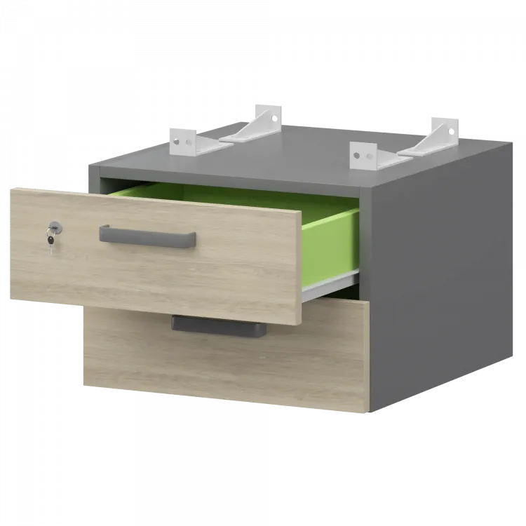 Тумба подвесная для столов на м/каркасе гл.600 мм СМТ-2ПД.60 Графит/Кронберг 428x468x332 Смарт