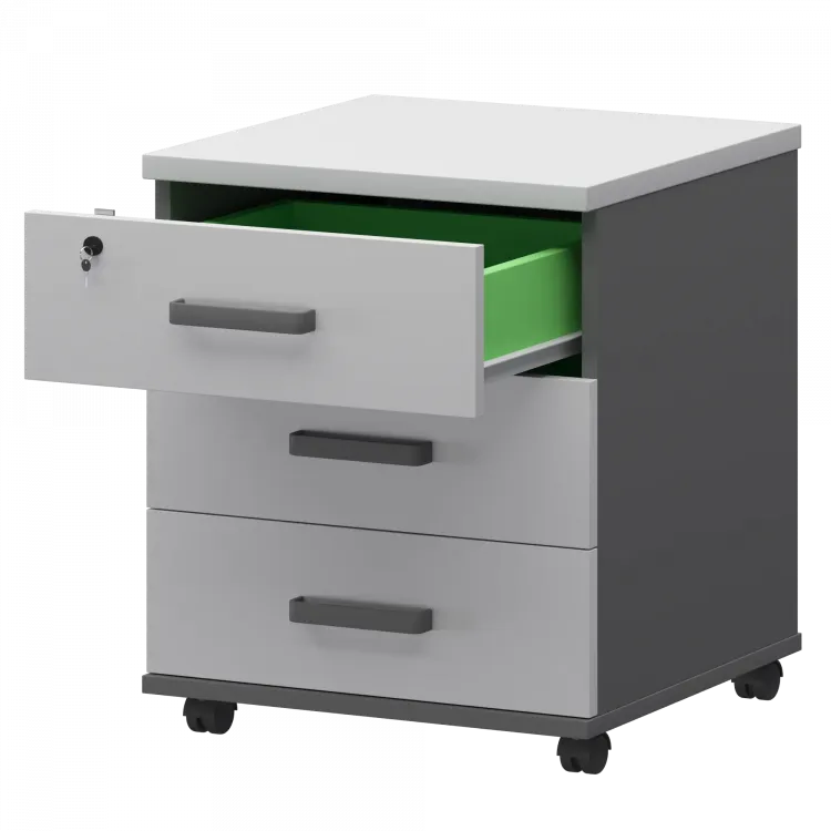 Тумба подкатная СМТ-3П Тип2 Графит/Белый 434x450x620 Смарт