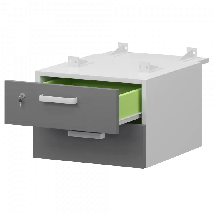 Тумба подвесная для столов на м/каркасе гл.730 мм СМТ-2ПД.73 Белый/Графит 428x544x332 Смарт