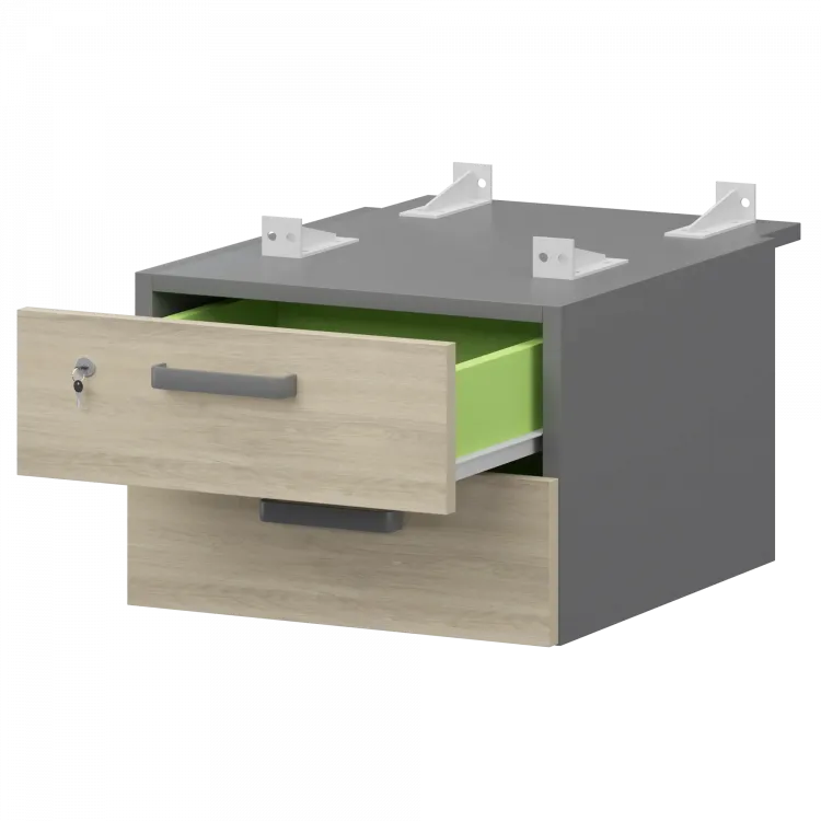 Тумба подвесная для столов на м/каркасе гл.730 мм СМТ-2ПД.73 Графит/Кронберг 428x544x332 Смарт