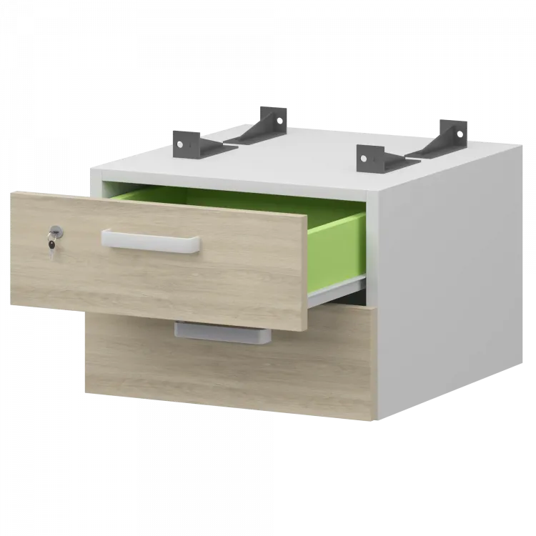 Тумба подвесная для столов на м/каркасе гл.600 мм СМТ-2ПД.60 Белый/Кронберг 428x468x332 Смарт