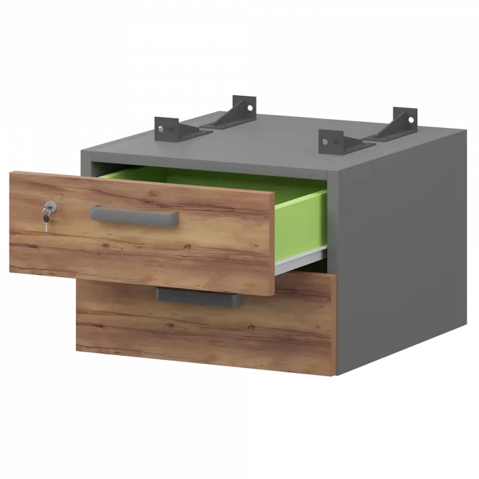 Тумба подвесная для столов на м/каркасе гл.600 мм СМТ-2ПД.60 Графит/Таксония 428x468x332 Смарт