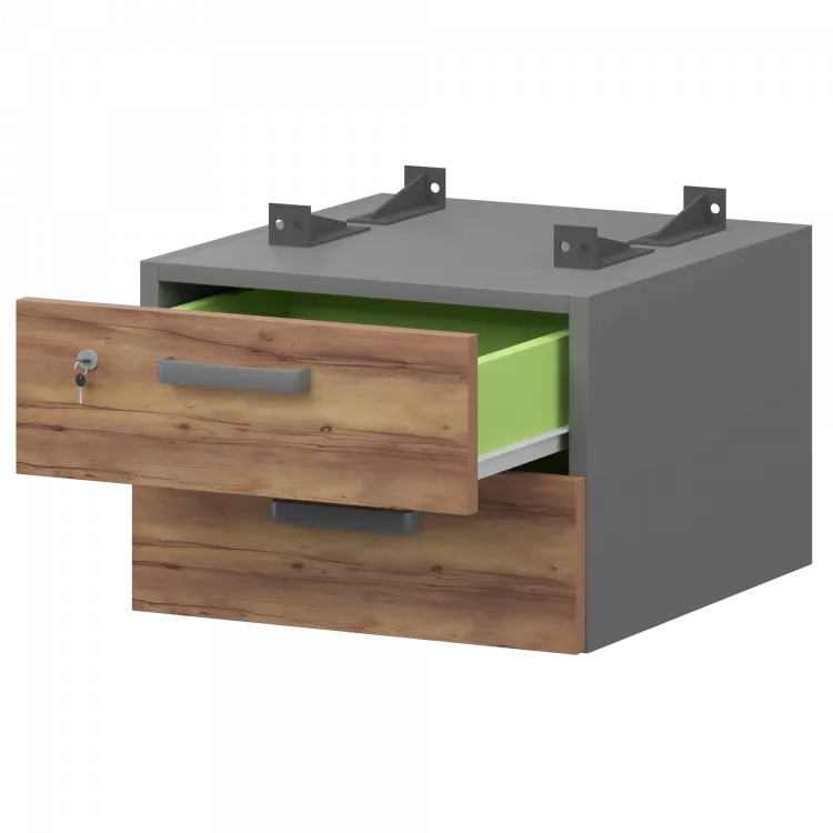 Тумба подвесная для столов на м/каркасе гл.600 мм СМТ-2ПД.60 Графит/Таксония 428x468x332 Смарт