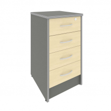 Riva Тумба приставная с фолдингом (4 ящика, с замком) А.ТП-4F-S Клен Металлик NEW 412*450*750