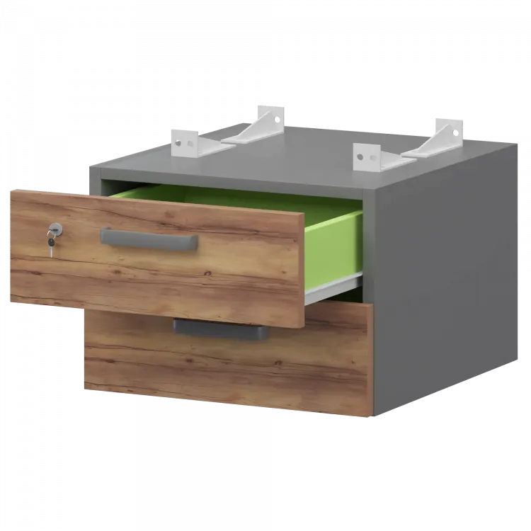 Тумба подвесная для столов на м/каркасе гл.600 мм СМТ-2ПД.60 Графит/Таксония 428x468x332 Смарт