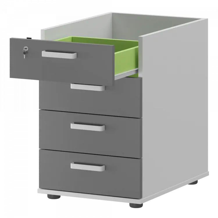 Корпус тумбы приставной с ЦЗ СМТ-4ПЦ Белый/Графит 434x600x725 Смарт