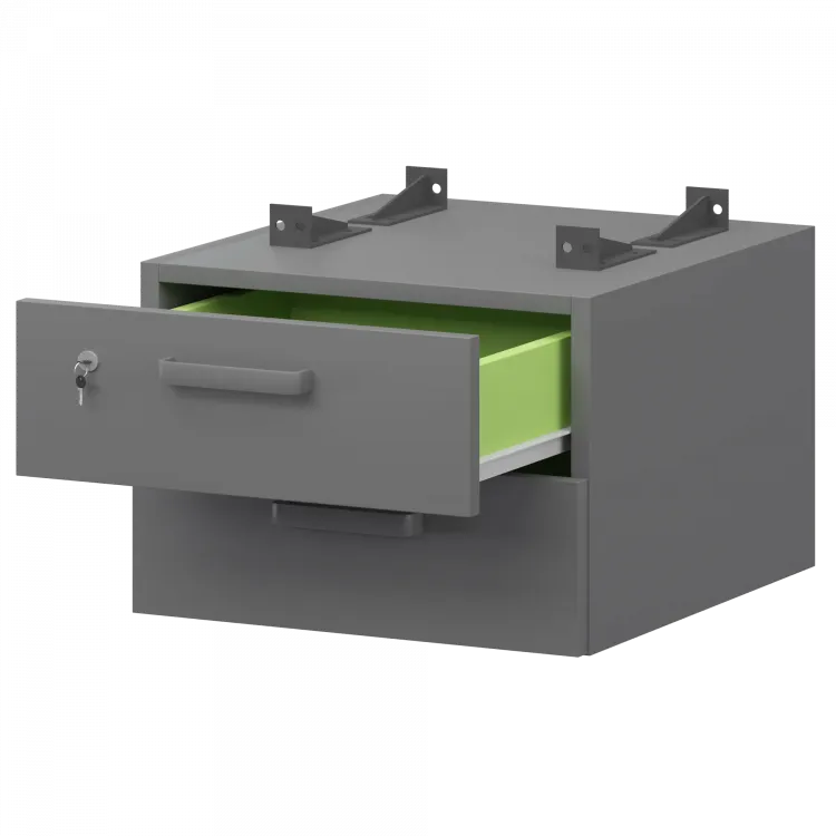 Тумба подвесная для столов на м/каркасе гл.600 мм СМТ-2ПД.60 Графит 428x468x332 Смарт