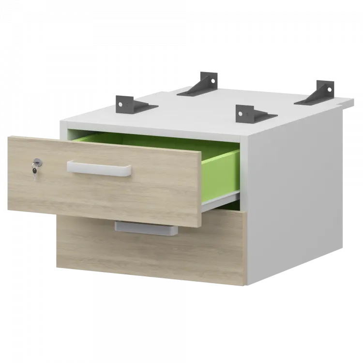 Тумба подвесная для столов на м/каркасе гл.730 мм СМТ-2ПД.73 Белый/Кронберг 428x544x332 Смарт