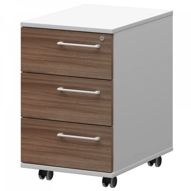 Тумба мобильная/подвесная левая KZT-61L Темный шимо/Белый 416x568x648 Кортез