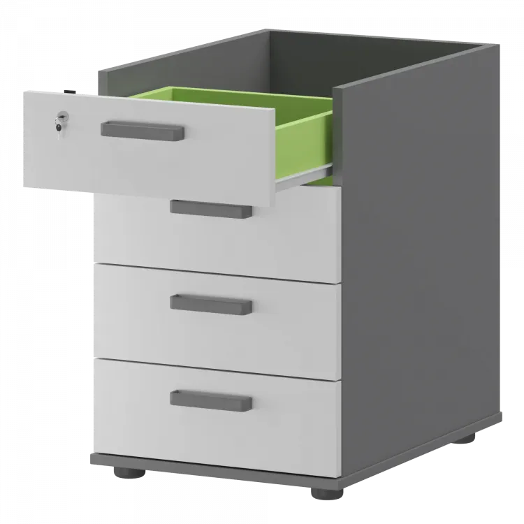 Корпус тумбы приставной с ЦЗ СМТ-4ПЦ Графит/Белый 434x600x725 Смарт