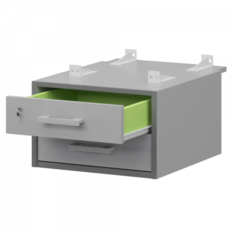 Тумба подвесная для столов на м/каркасе гл.730 мм АМТ2-02М.73 Серый/Белый 432x546x296 Арго-М