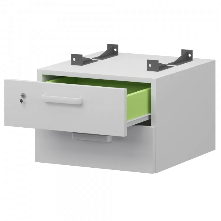 Тумба подвесная для столов на м/каркасе гл.600 мм СМТ2-2ПД.60 Белый 428x468x332 Смарт