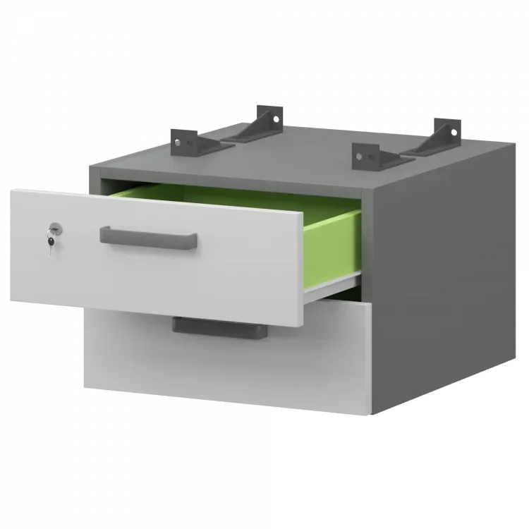 Тумба подвесная для столов на м/каркасе гл.600 мм СМТ-2ПД.60 Графит/Белый 428x468x332 Смарт