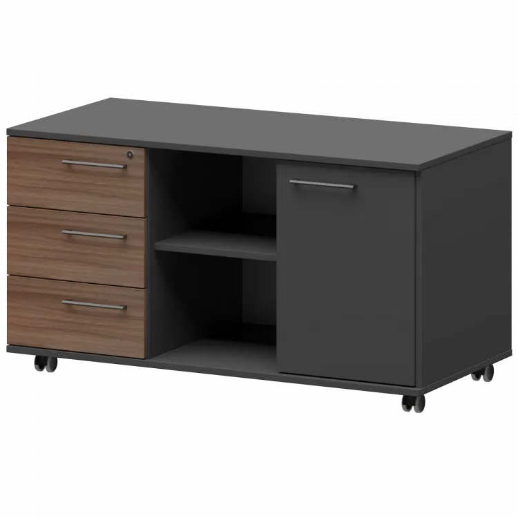 Креденция левая KZT-62L Темный шимо/Графит 1200x568x648 Кортез