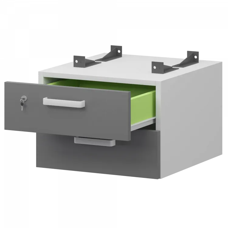 Тумба подвесная для столов на м/каркасе гл.600 мм СМТ-2ПД.60 Белый/Графит 428x468x332 Смарт