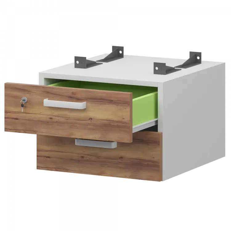 Тумба подвесная для столов на м/каркасе гл.600 мм СМТ-2ПД.60 Белый/Таксония 428x468x332 Смарт