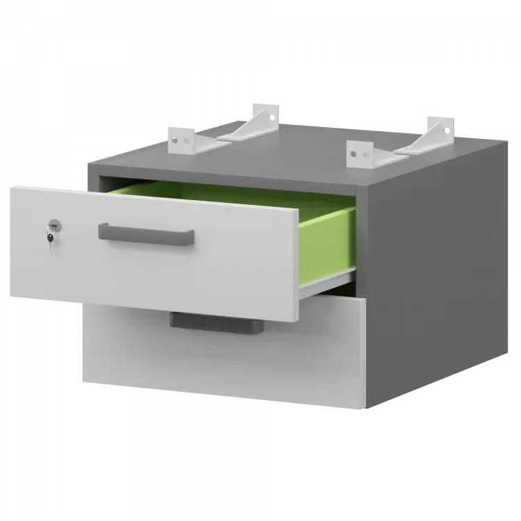 Тумба подвесная для столов на м/каркасе гл.600 мм СМТ-2ПД.60 Графит/Белый 428x468x332 Смарт