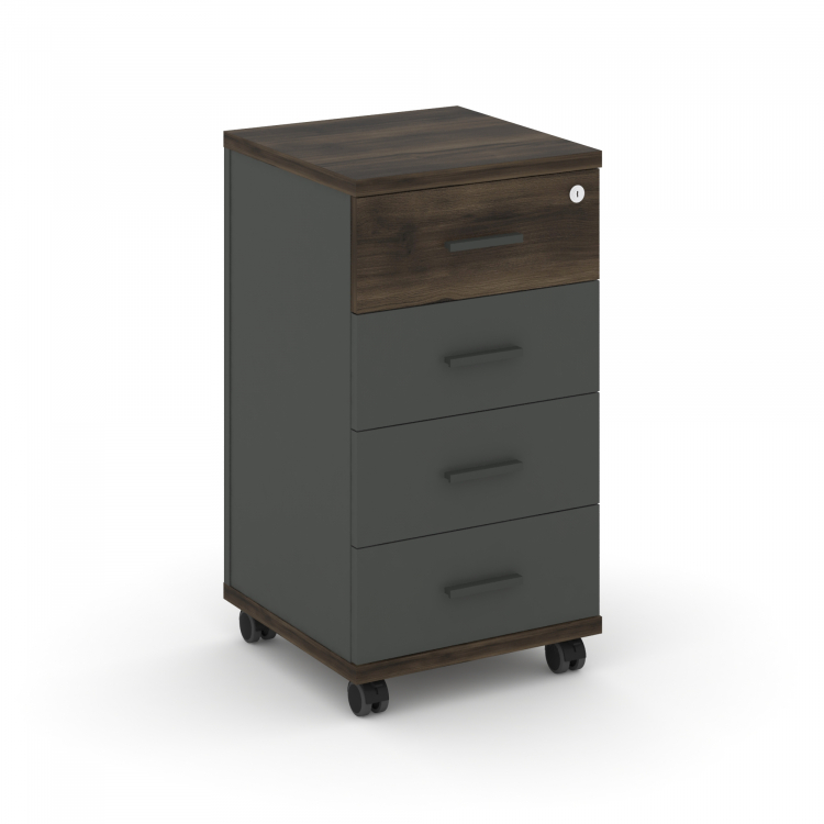 Concept Тумба мобильная 4 ящ. CN.TUM-005 A Дуб Мали/Антрацит/Металл Антрацит 420*420*782