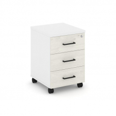 Style Project Тумба мобильная 3 ящ. Стандартные колеса SN.TM-002 Белый/Белый/Дуб Наварра/Черный Руч