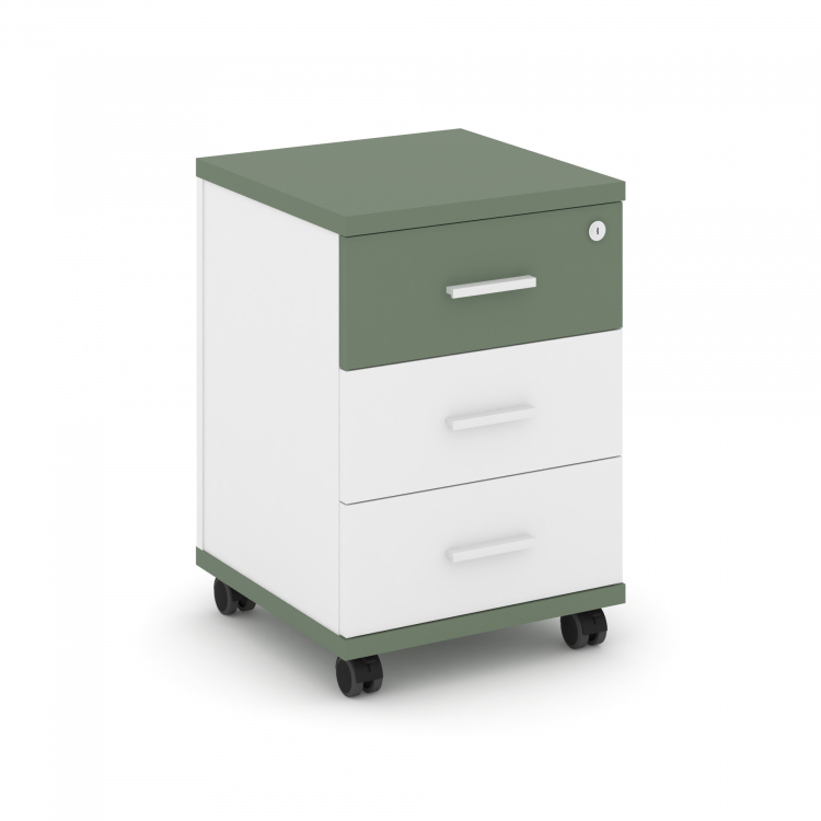 Concept Тумба мобильная 3 ящ. CN.TUM-003 W Кобо/Белый Бриллиант/Металл Белый 420*420*615