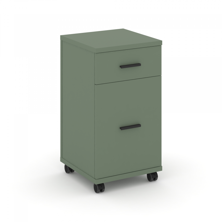 Concept Тумба мобильная 1 ящ.+1 распаш. фасад CN.TUM-011 B Кобо/Металл Черный 420*420*782