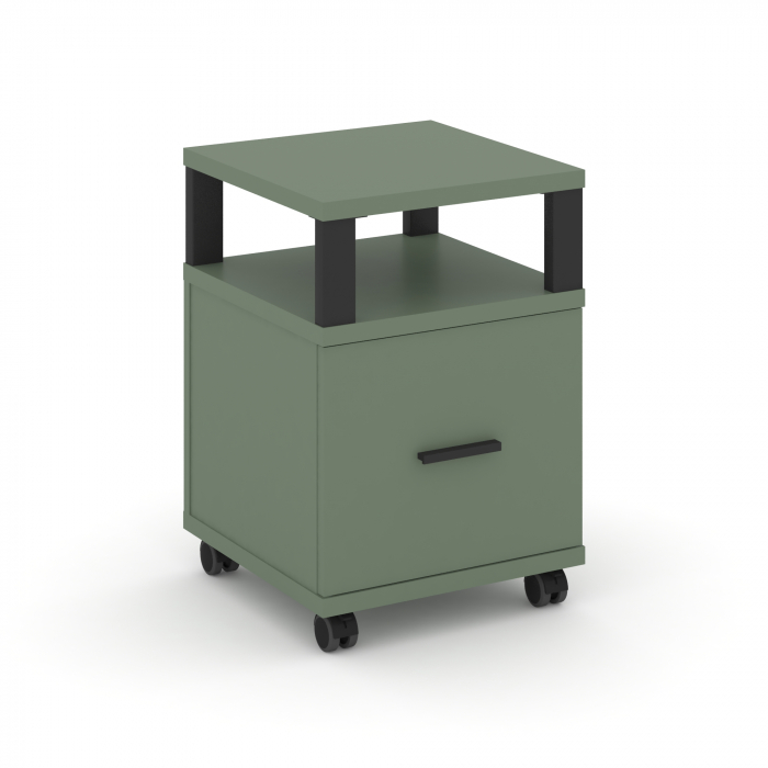 Concept Тумба мобильная 1 распаш. фасад с надставкой CN.TUM-008 B Кобо/Металл Черный 420*420*615